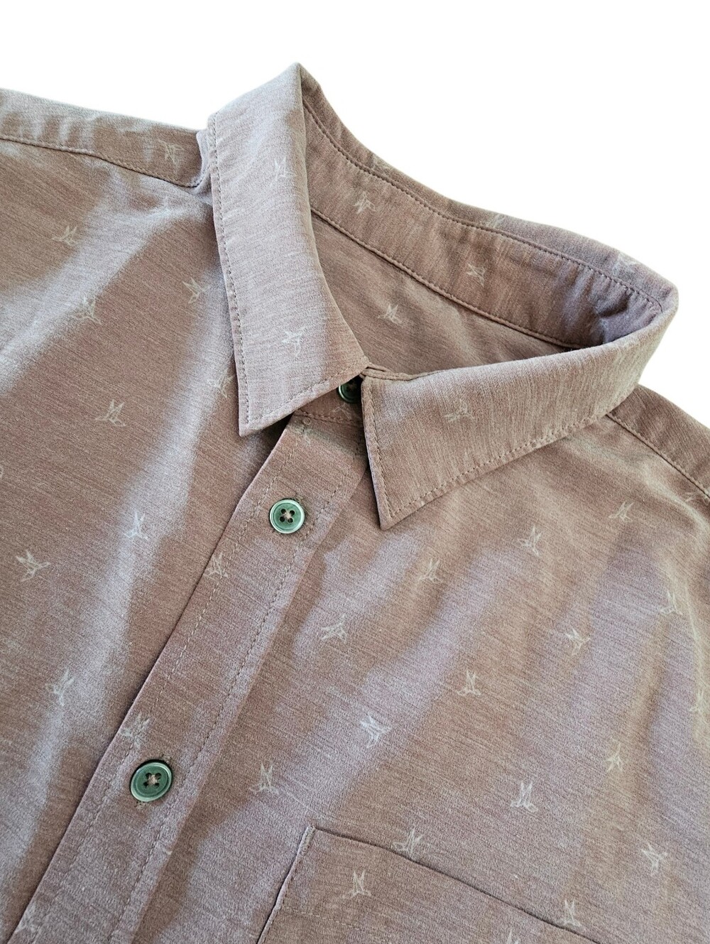 Vuori Bridge Button Down Shirt Size M Terracotta Bird Design